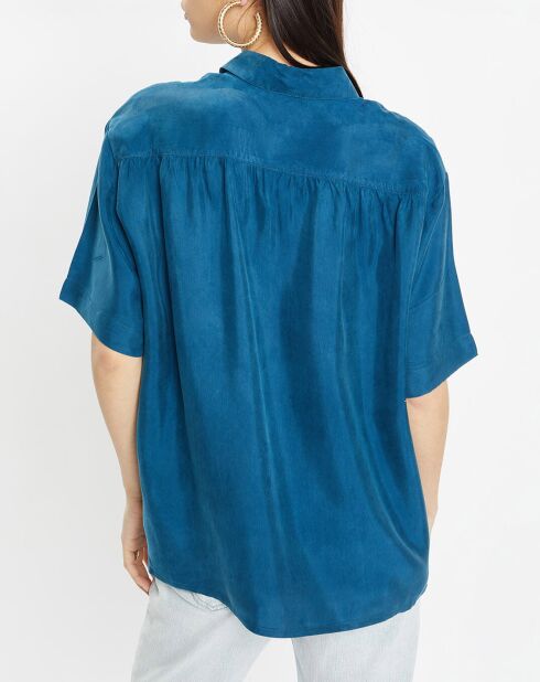 Chemise fluide Carlos à manches courtes bleu foncé