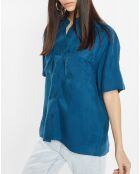 Chemise fluide Carlos à manches courtes bleu foncé