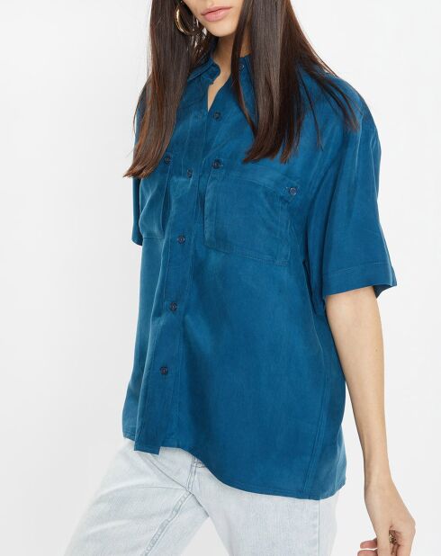 Chemise fluide Carlos à manches courtes bleu foncé