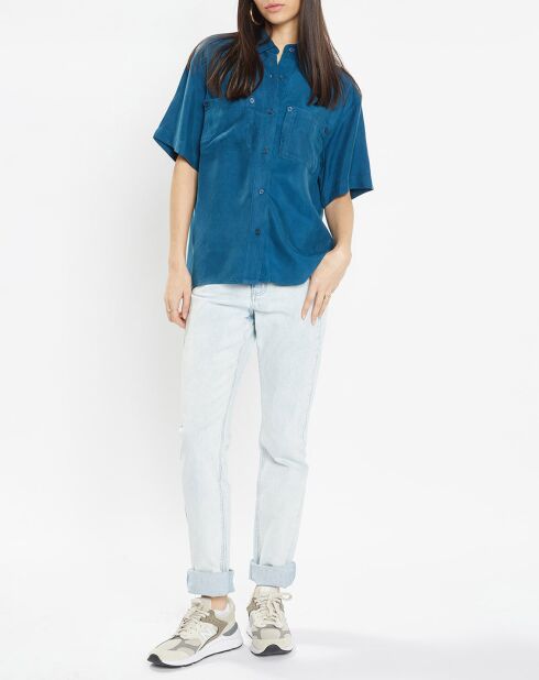 Chemise fluide Carlos à manches courtes bleu foncé
