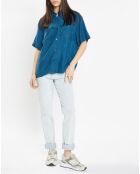Chemise fluide Carlos à manches courtes bleu foncé