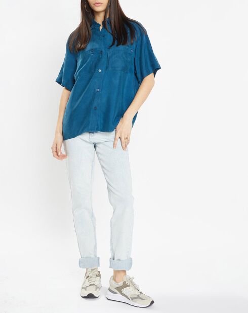Chemise fluide Carlos à manches courtes bleu foncé
