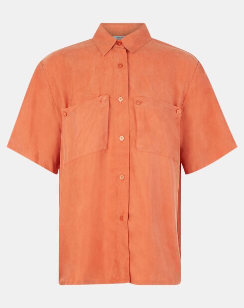 Carlos orangefarbenes Fluidhemd mit kurzen Ärmeln