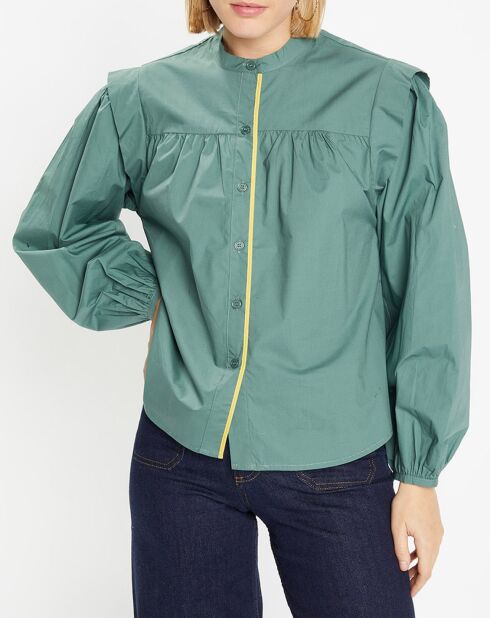 Chemise en Coton Piping emmanchures relief vert