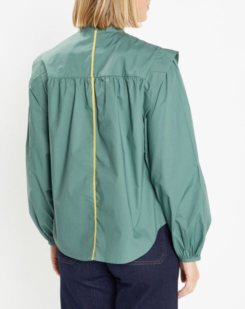 Chemise en Coton Piping emmanchures relief vert
