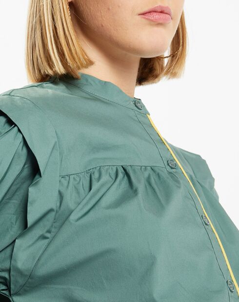 Chemise en Coton Piping emmanchures relief vert