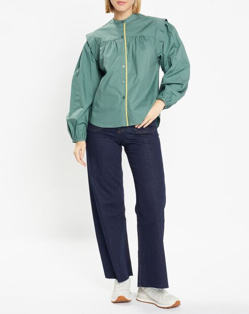 Chemise en Coton Piping emmanchures relief vert