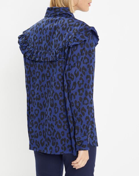 Chemise en Coton bio Candy imprimé léopard bleu/noir