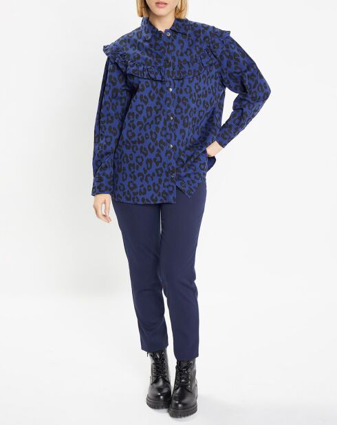 Chemise en Coton bio Candy imprimé léopard bleu/noir