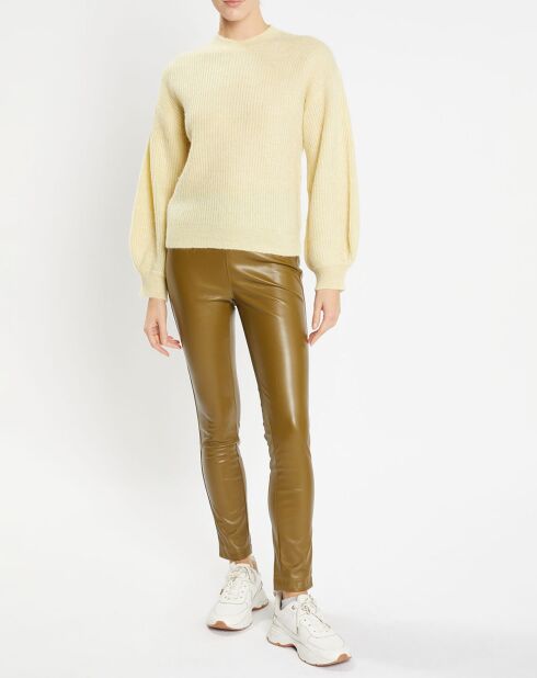 Legging enduit Carla ajusté vert kaki