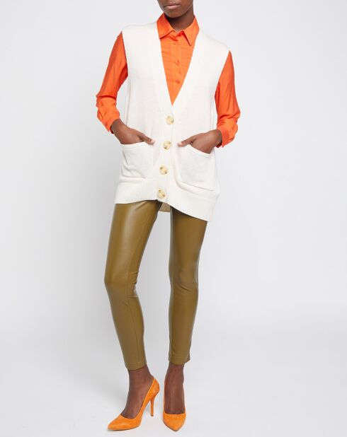 Legging enduit Carla ajusté vert kaki