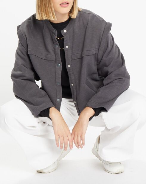 Veste courte en Coton Léonor gris foncé