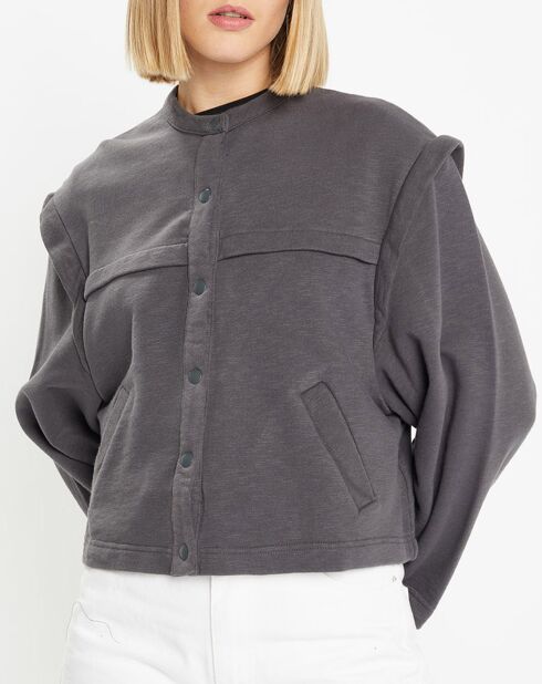 Veste courte en Coton Léonor gris foncé