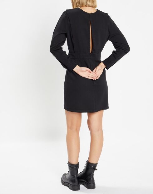 Robe courte en Coton bio Clara unie noire