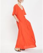 Robe longue Catherine à Col V orange