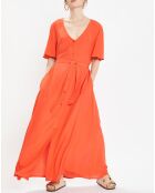 Robe longue Catherine à Col V orange