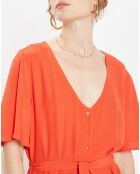 Robe longue Catherine à Col V orange