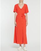 Robe longue Catherine à Col V orange
