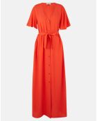 Robe longue Catherine à Col V orange
