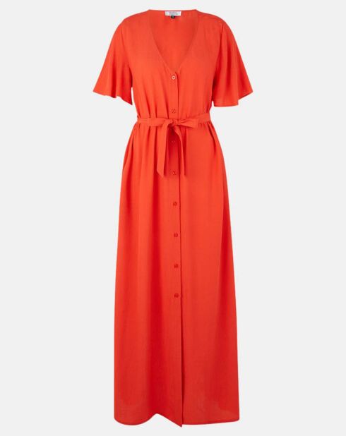 Robe longue Catherine à Col V orange