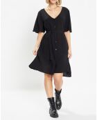 Catherine schwarzes kurzes Kleid mit V-Ausschnitt