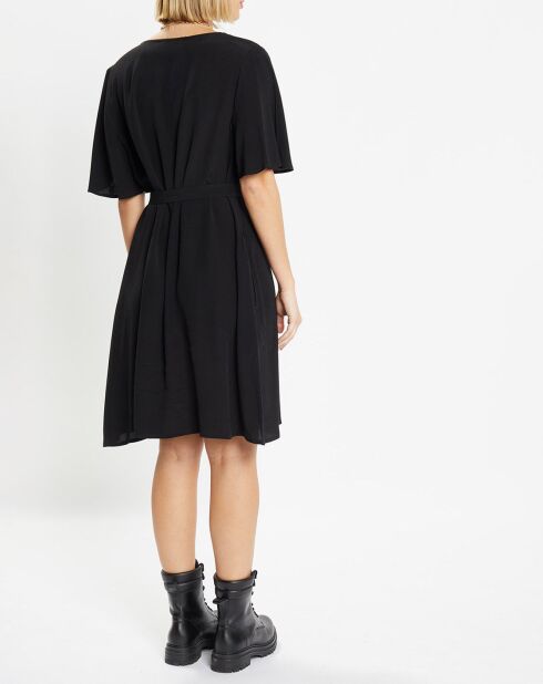 Catherine schwarzes kurzes Kleid mit V-Ausschnitt