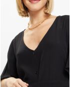 Catherine schwarzes kurzes Kleid mit V-Ausschnitt