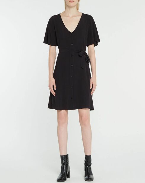 Catherine schwarzes kurzes Kleid mit V-Ausschnitt