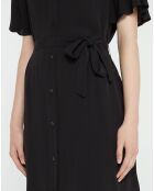 Catherine schwarzes kurzes Kleid mit V-Ausschnitt