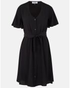 Catherine schwarzes kurzes Kleid mit V-Ausschnitt