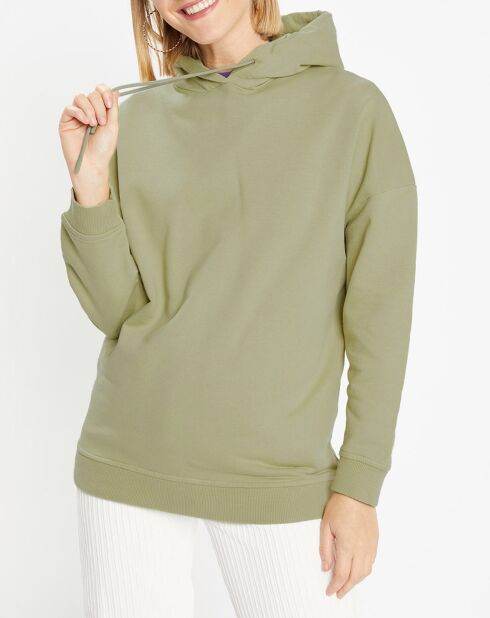 Sweat à capuche en Coton Bio Bahut kaki clair