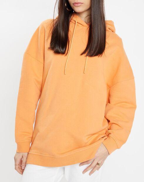Sweat à capuche en Coton Bio Bahut orange moyen