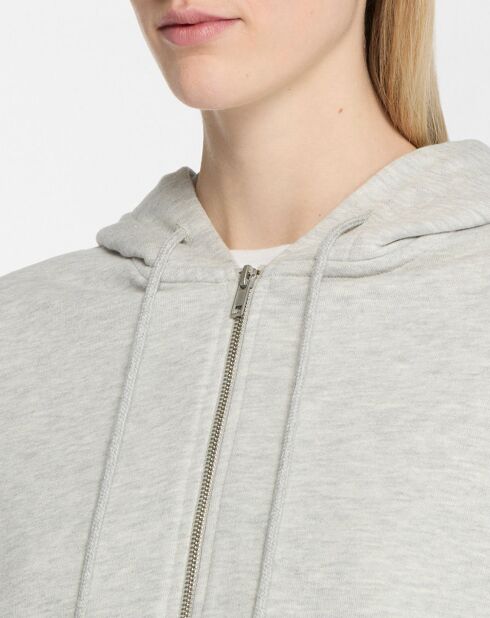 Sweat zippé en Coton bio Mathalie à capuche gris chiné
