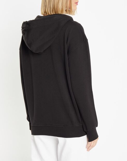 Sweat zippé en Coton bio Mathalie à capuche noir