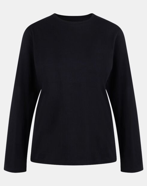Nova Langärmliges Baumwoll-T-Shirt in Schwarz