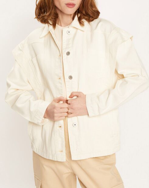 Ecrufarbene Jeansjacke Pacha mit Schulterpartie