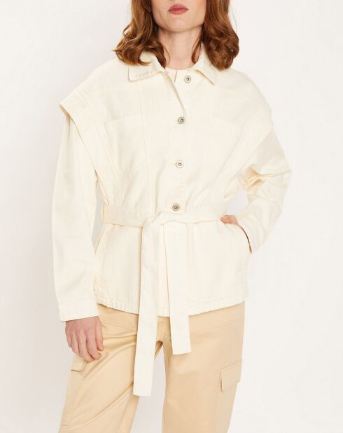 Ecrufarbene Jeansjacke Pacha mit Schulterpartie