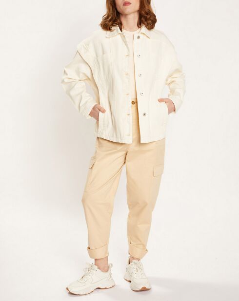 Ecrufarbene Jeansjacke Pacha mit Schulterpartie