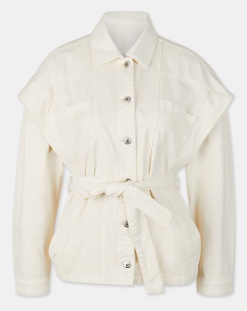 Ecrufarbene Jeansjacke Pacha mit Schulterpartie