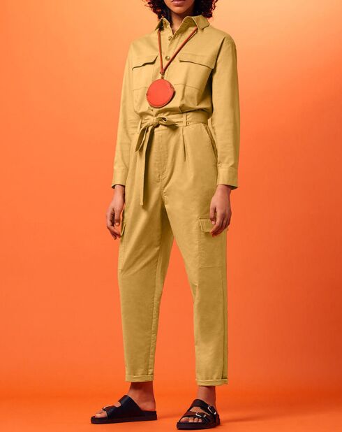 Combinaison en Coton & Lin Poca kaki clair