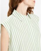 Chemise en Popeline Push blanc/vert