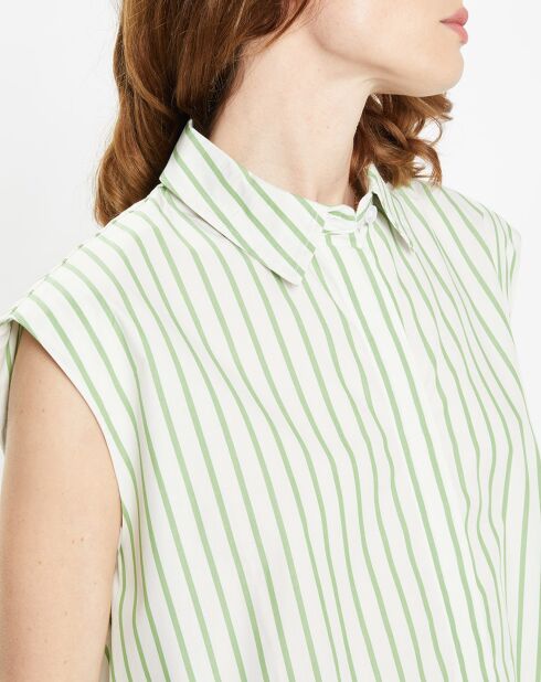 Chemise en Popeline Push blanc/vert