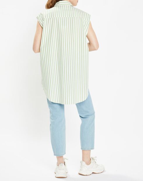 Chemise en Popeline Push blanc/vert