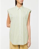 Chemise en Popeline Push blanc/vert