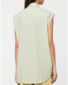 Chemise en Popeline Push blanc/vert