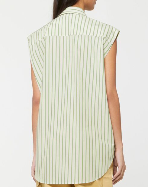 Chemise en Popeline Push blanc/vert