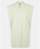 Chemise en Popeline Push blanc/vert