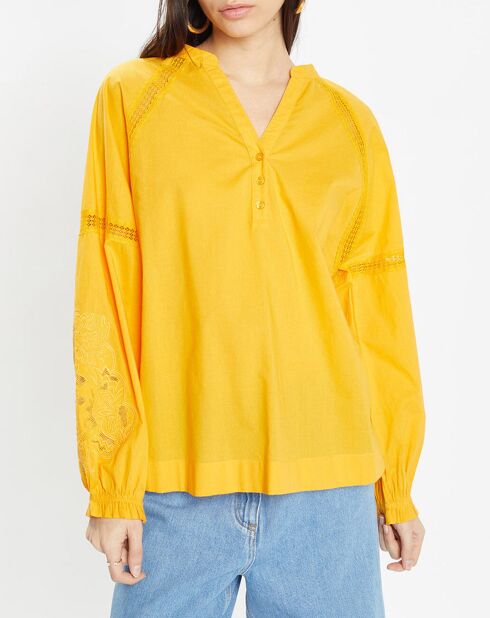 Top en Coton Bio Patmos jaune orangé