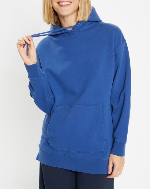 Sweat en Coton bio Raffut à capuche bleu