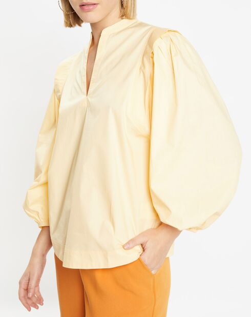 Blouse en Popeline de Coton Mimosa jaune clair